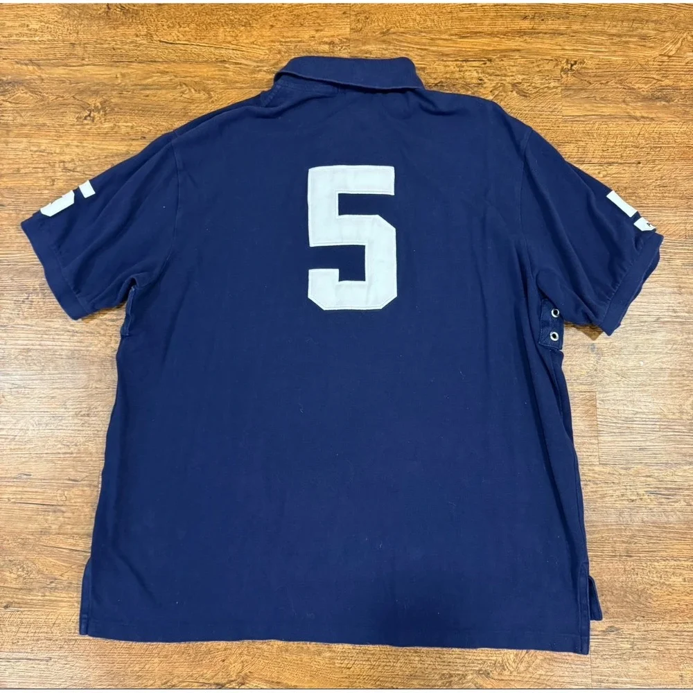 Vintage Polo Ralph Lauren Blue New York Big Pony Chief Keef Polo Shirt Men's 2XB